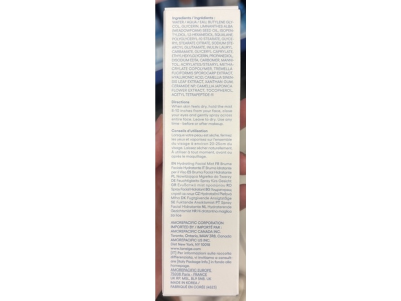 Laneige Cream Skin Cerapeptide Mist, 2.7 fl oz/80 mL