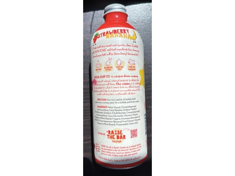 Pacha Soap Co Kids Bubble Bath, Strawberry Banana, 16 fl oz/473 mL