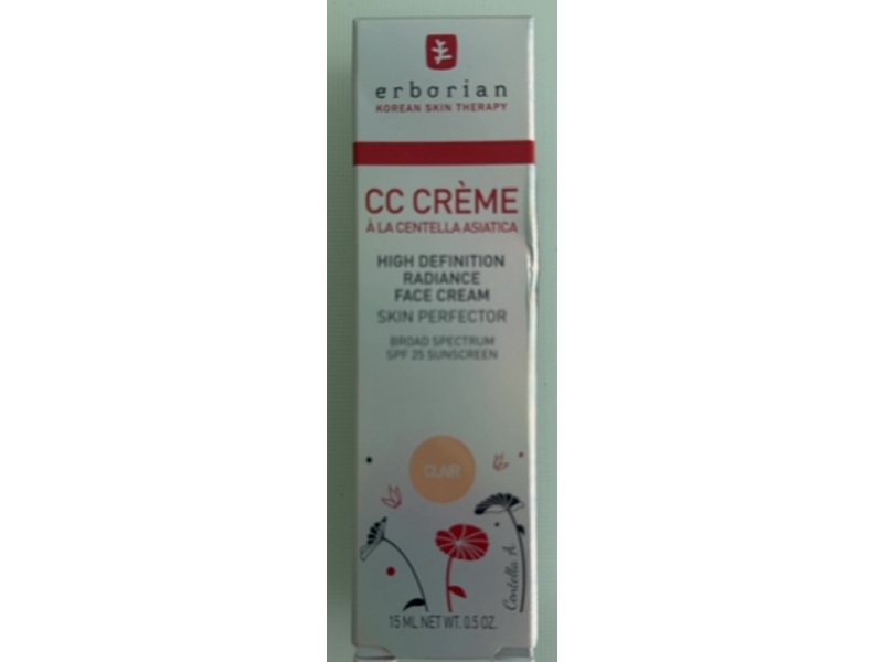 Erborian CC Cream High Definition Radiance Face Cream, Clair, SPF 25, 0.5 fl oz/15 mL