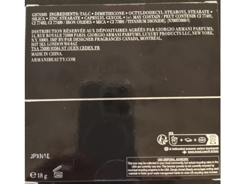 Giorgio Armani Luminous Silk Sunlit Creamy Brozing Powder, 100 Sunkissed Sand, 0.63 oz/18 g