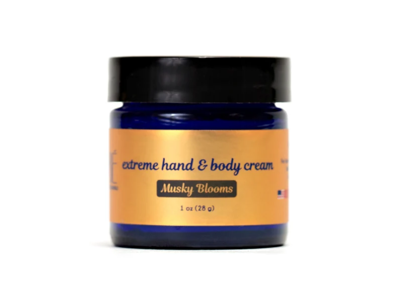 Organic Body Essentials Extreme Hand & Body Cream, Musky Blooms, 1 oz/28 g
