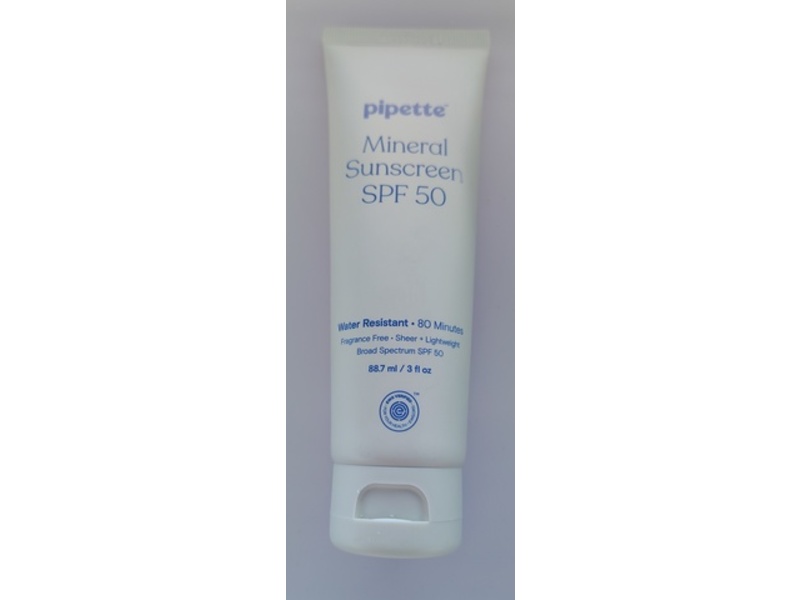 Pipette Mineral Sunscreen, SPF 50, 3 fl oz/88.7 mL.