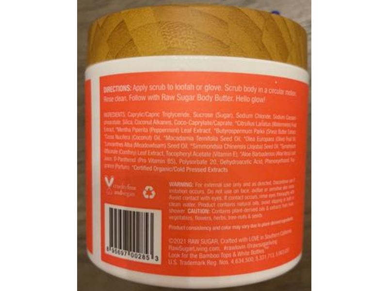 Raw Sugar Moisture Loving Exfoliation, Sugar Scrub, Watermelon + Fresh Mint, 15 oz/425 g