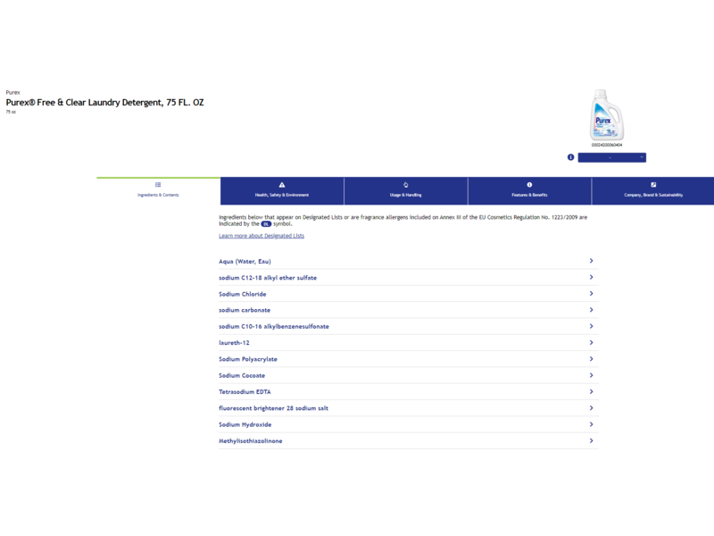 Purex Free & Clear for Sensitive Skin, 75 fl oz/2.21 L