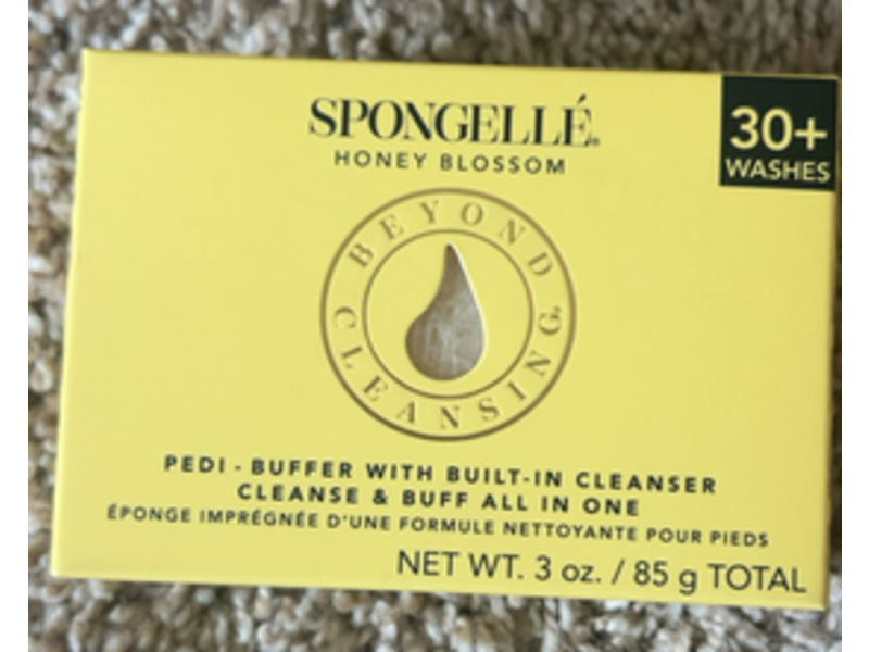 Spongelle Pedi-Buffer Cleanse, Exfoliate & Polish Feet, Honey Blossom, 3 oz/85 g