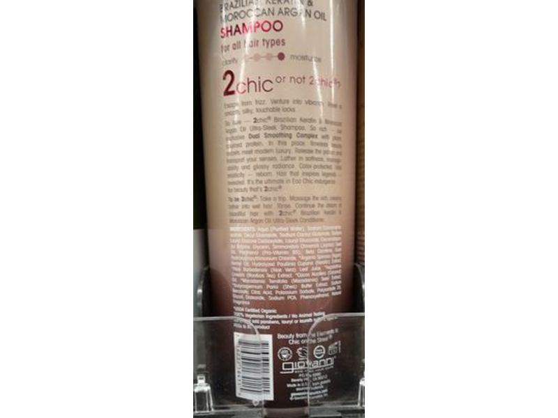 Giovanni 2Chic Ultra Sleek Shampoo, Brazilian Keratin + Moroccan Argan Oil, 24 fl oz/710 mL