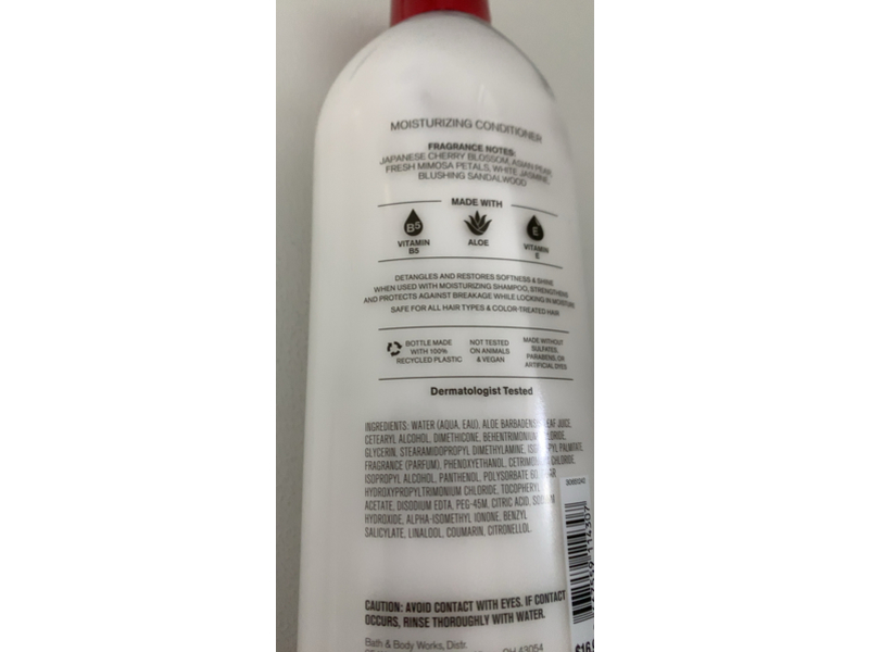 Bath & Body Works Japanese Cherry Blossom Moisturizing Conditioner, Vitamin B5 + Aloe, 16 fl oz/473 mL