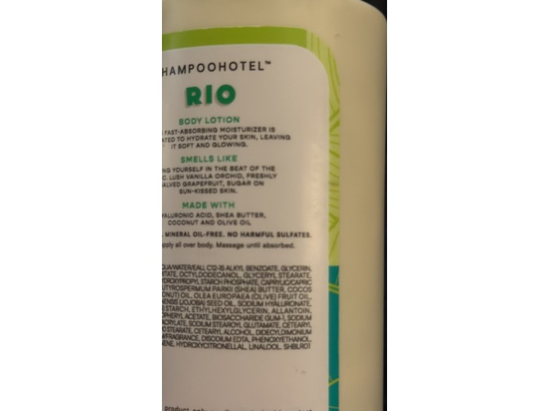 Shampoohotel Rio Body Lotion, Vanilla Orchid, Coconut & Sandalwood, 13.5 fl oz/400 mL