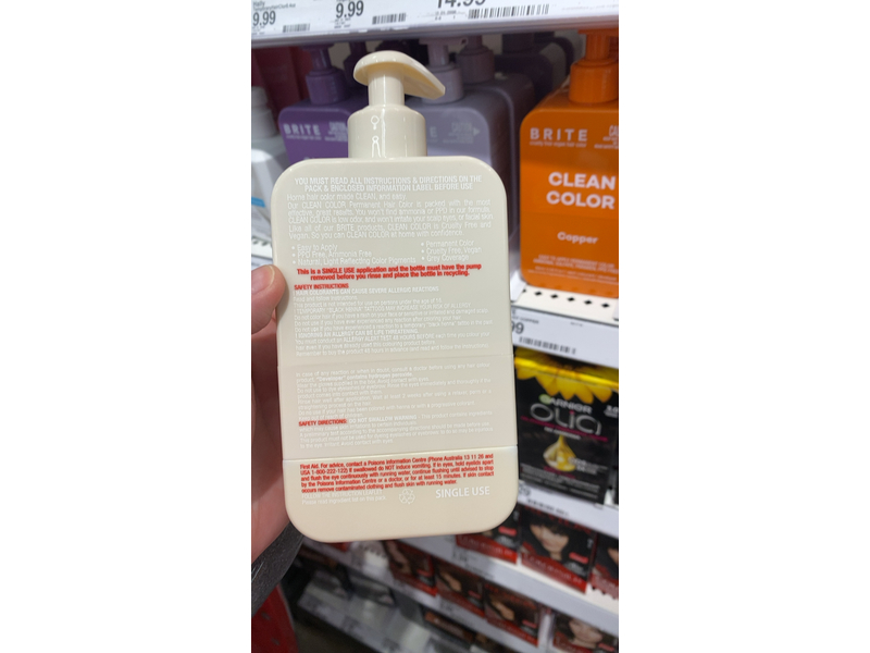 BRITE Clean Permanent Hair Color Kit, Light Blonde, 3.03 fl oz/60 mL