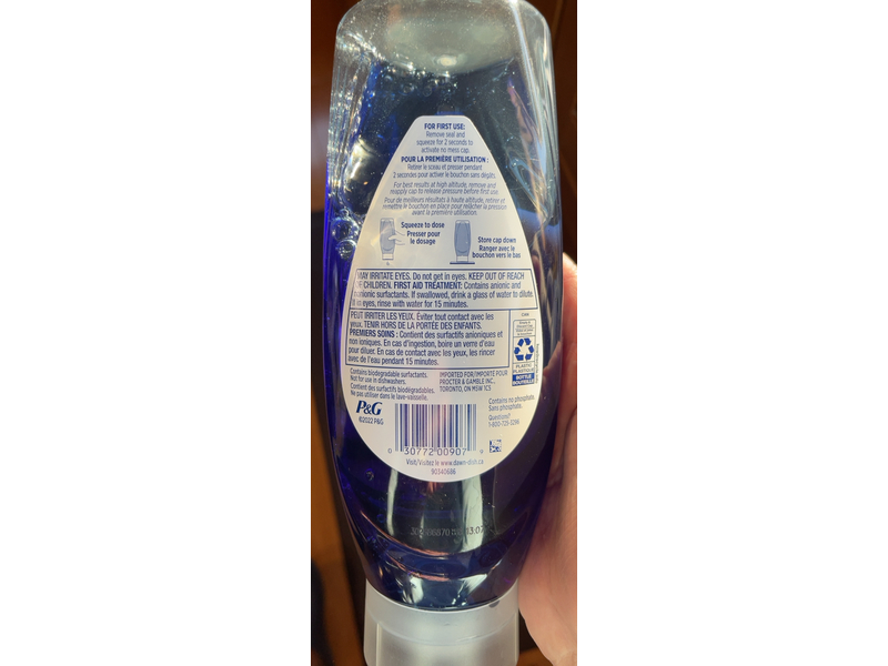 Dawn Ultra Platinum Ez-Squeeze Dishwashing Liquid, Refreshing Rain Scent, 535 mL