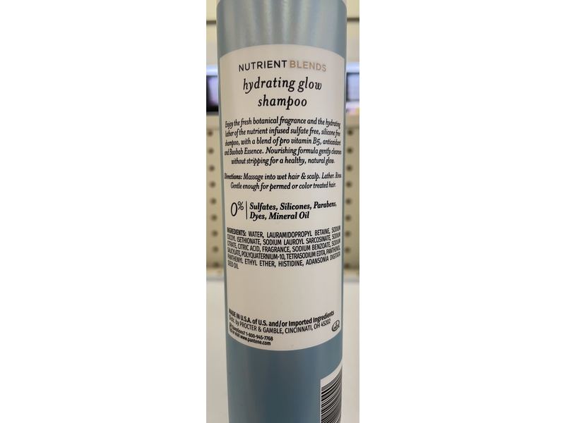 Pantene Pro-V Hydrating Glow Sulfate Free Shampoo, Baobab Essence, 9.6 fl oz/285 mL