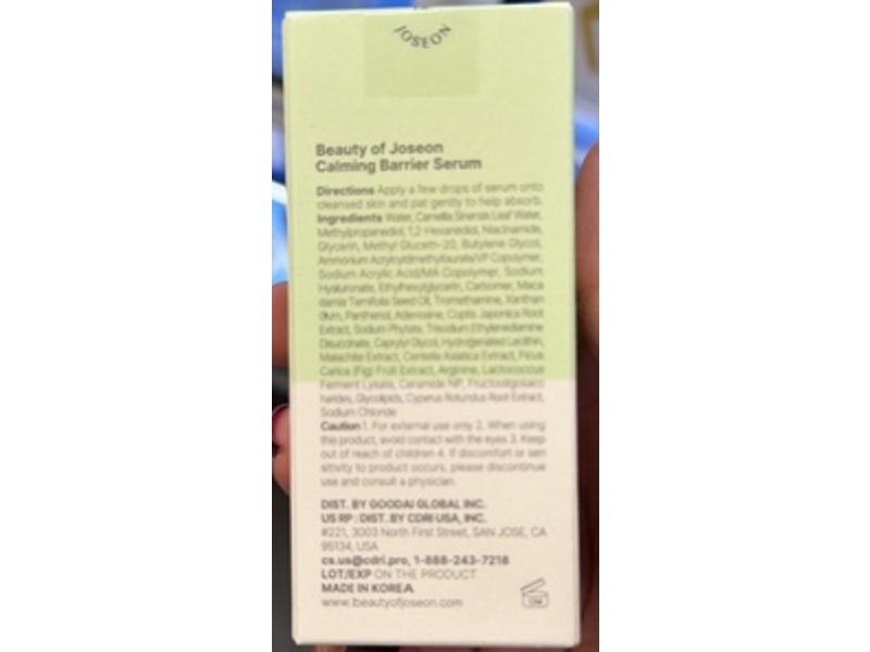 Beauty Of Joseon Calming Barrier Serum, Green Tea-HA+ Pathenol, 1.01 fl oz/30 mL