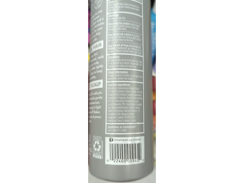 bhs. Fresh Detox Anti-Dandruff 2 In 1 Shampoo, Salicylic Acid & Charcoal, 13.5 fl oz/400 mL