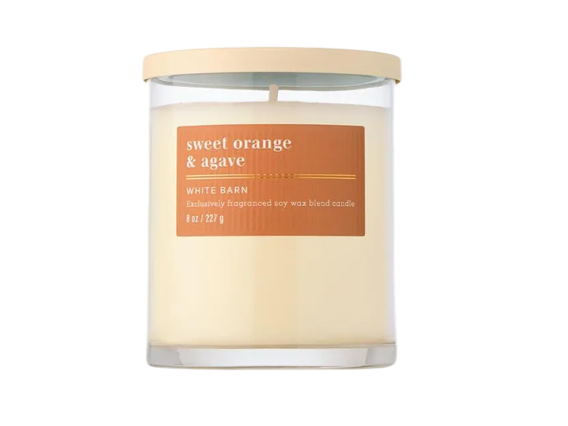 Bath & Body Works White Barn Candle, Sweet Orange & Agave, 8 oz/227 g