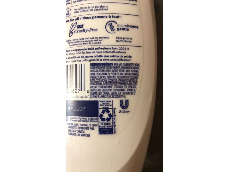 Dove Restoring Nourishing Body Wash, Coconut Butter & Cocoa Butter, 22 oz/650 mL.