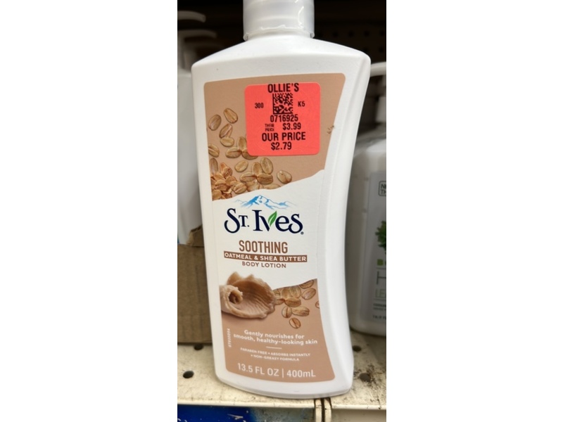 St. Ives Soothing Body Lotion, Oatmeal & Shea Butter, 13.5 fl oz/400 mL