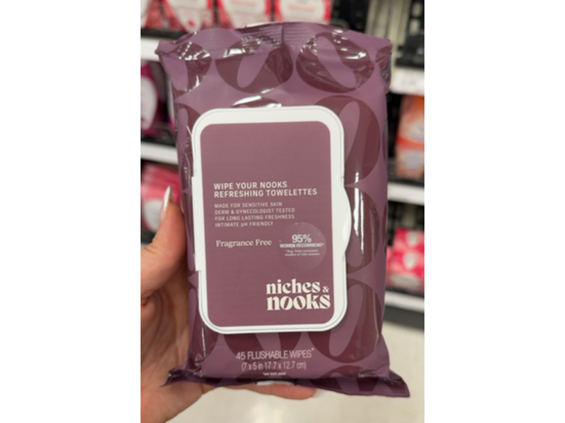 Niches & Nooks Wipe Your Nooks Refreshing Towelettes, 45 Count