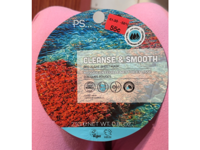 PS... Cleanse & Smooth Red Algae Sheet Mask, 0.81 oz/23 g, 1 Count