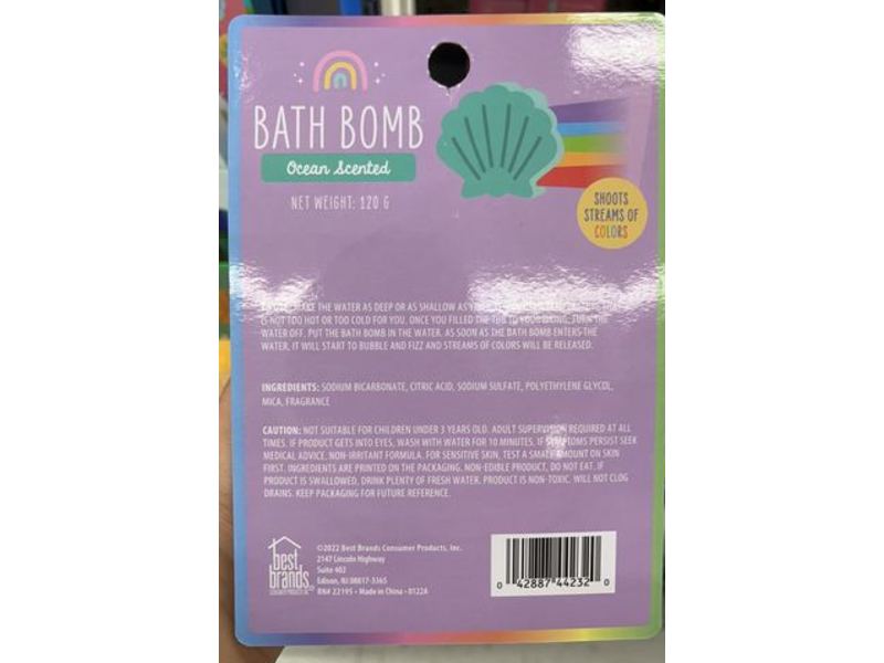 Best Brands Bath Bomb, Ocean Scented, 120 g