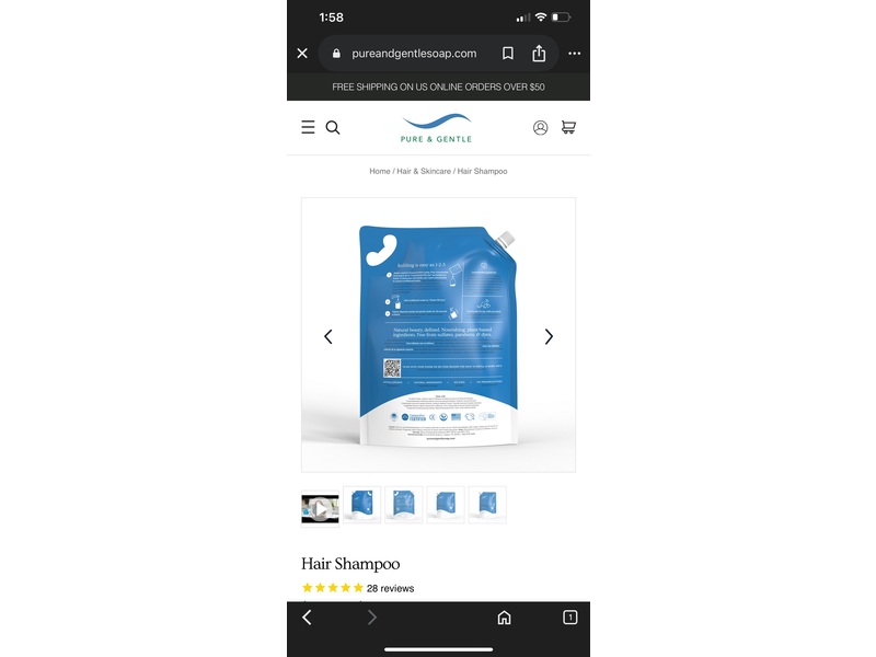 Pure & Gentle Hair Shampoo, Concentrate, 64 fl oz/1.9 L