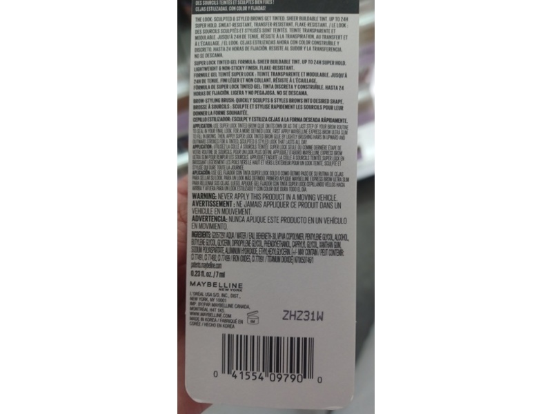 Maybelline New York Super Lock Tinted Eye Brow, 264 Black, 0.23 fl oz/7 mL