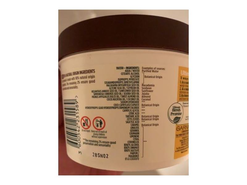 Garnier Ultimate Blends Smoothing Hair Food, Coconut & Macadamia, 3-In-1 Hair Mask, 390 mL