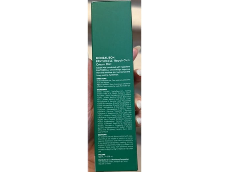 BOH Bio Heal Panthecell Repair Cica Cream Mist, 4.05 fl oz/120 mL