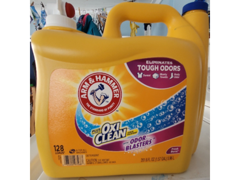Arm & Hammer Plus OxiClean with Odor Blasters Liquid Laundry Detergent, Fresh Burst, 128 Loads, 201.6 fl oz/536 L, Pack Of 2