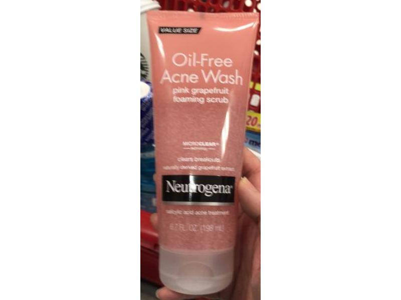 Neutrogena Oil-Free Acne Wash Foaming Scrub, Pink Grapefruit, 6.7 fl oz/198 mL