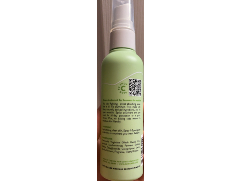 Curie Full Body Deodorant Spray, White Tea, 3 oz/85 g