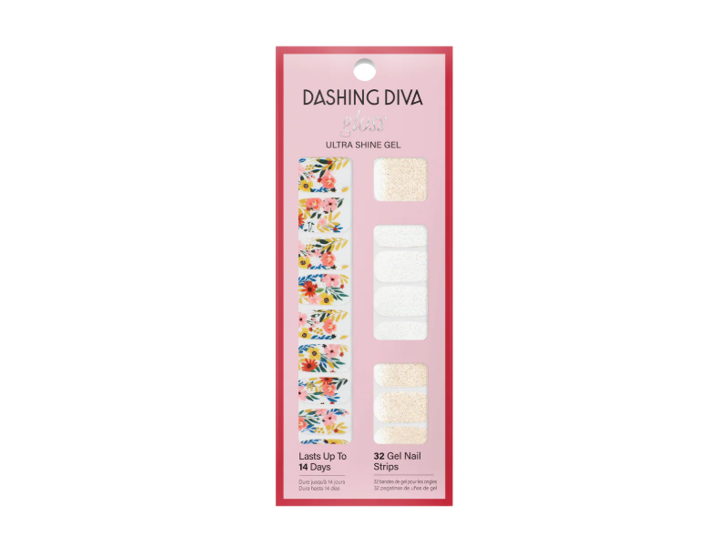 Dashing Diva Gloss UltraShine Gel Nail Strips Kit, Wallflower Frenzy, 32 Count