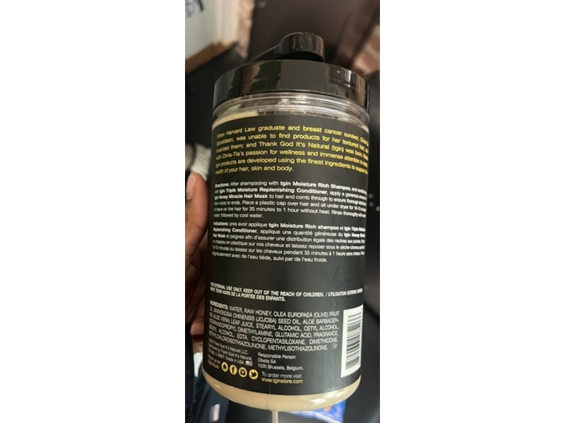 Tgin Honey Miracle Hair Mask, Raw Honey + Olive Oil, 32 fl oz/946 mL