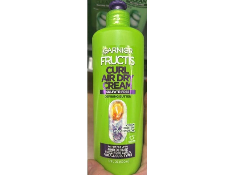 Garnier Fructis Curl Nourish Air Dry Cream Defining Butter, Vegan Protein + Coconut Oil, 17 fl oz/500 mL