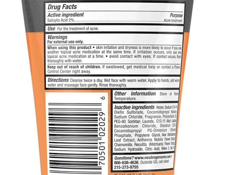 Neutrogena Men Skin Clearing Acne Wash, 5.1 fl oz/150 mL