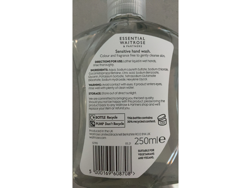 Essential Waitrose & Partner Sensitive Hand Wash, 250 mL