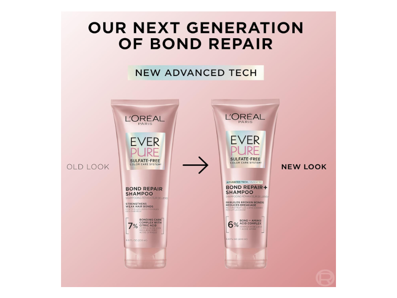 L'Oreal Paris Ever Pure Sulfate Free Bond Repair+ Shampoo, 6.8 fl oz/200 mL