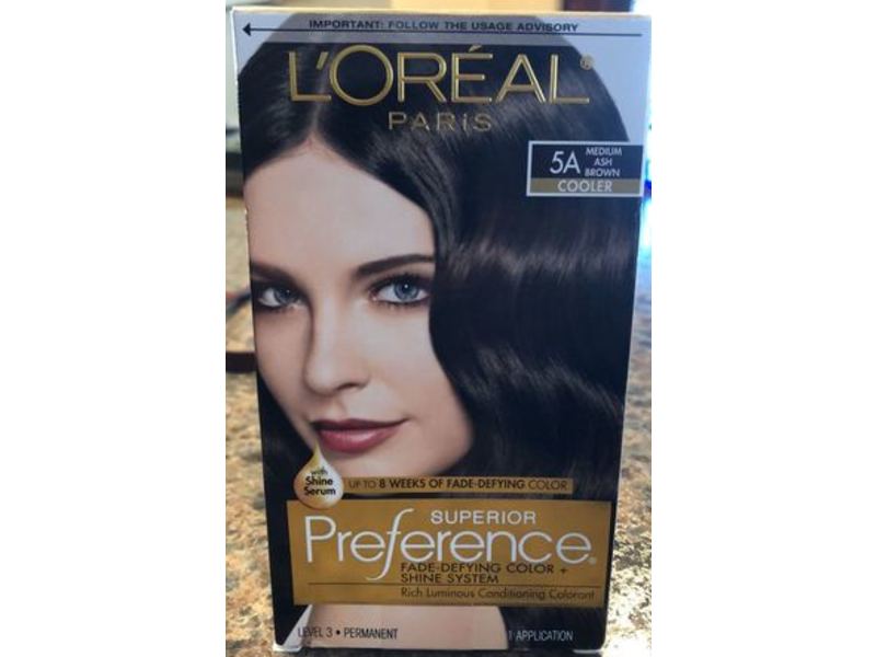 L'Oreal Paris Superior Preference Hair Color, 5A Medium Ash Brown, 1 Applicator