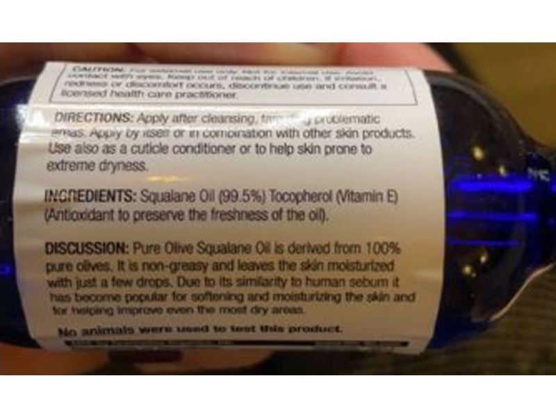 Life-Flo Pure Olive Squalane Oil, 2 fl oz/60 mL