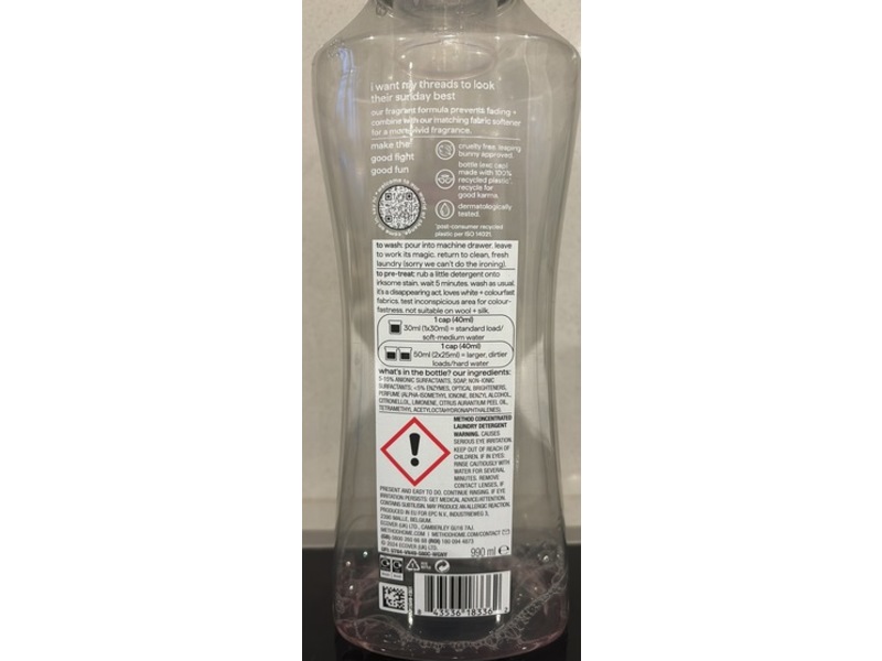 Method Concentrated Laundry Detergent, Peony Blush, 33 Loads, 990 mL