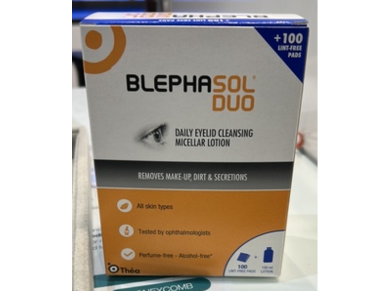 BlephaSol Eyelid Cleansing Micellar Lotion + Pads Duo, 100 mL, 100 Count