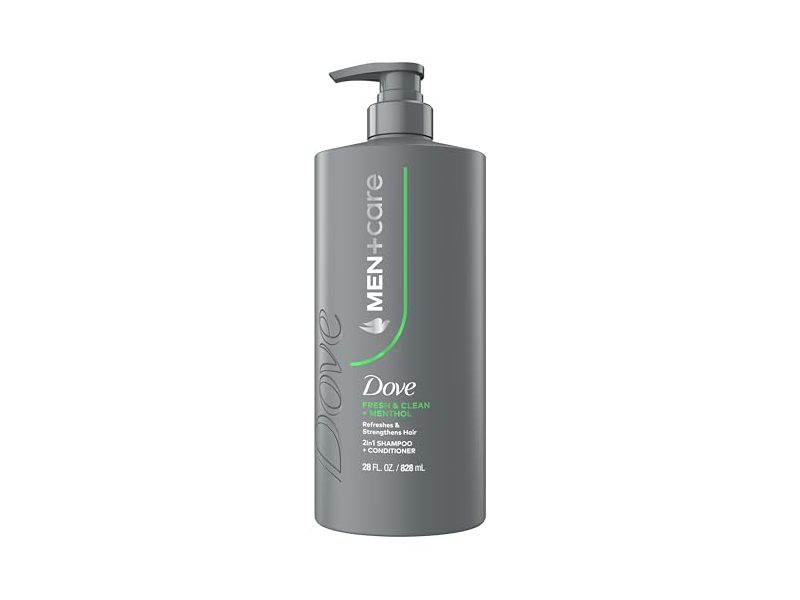 Dove Men+ Care 2 In 1 Shampoo + Conditioner, Fresh & Clean + Menthol, 28 fl oz/828 mL