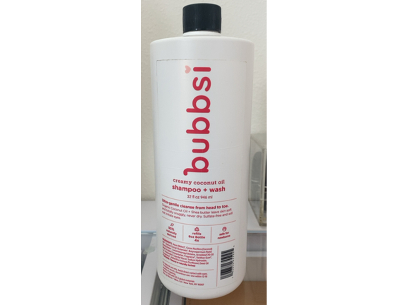 Bubbsi Creamy Coconut Oil Baby Shampoo & Wash, 32 oz/946 mL