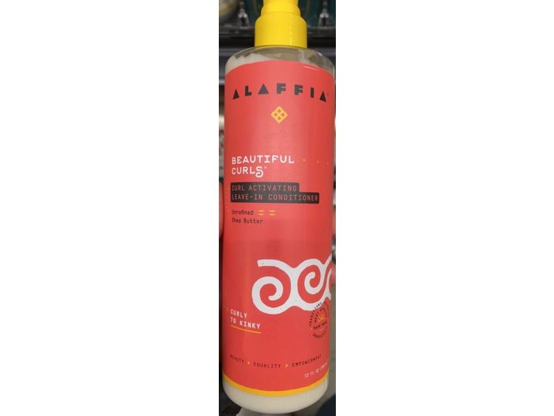 Alaffia Beautiful Curls Curl Activating Leave-In Conditioner, Unrefined Shea Butter, Curly To Kinky, 12 fl oz