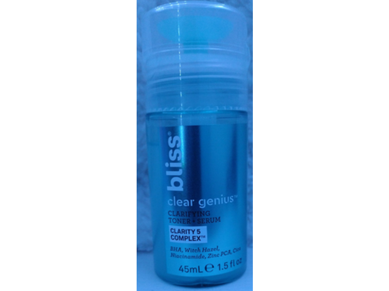 Bliss Clear Genius Clarifying Toner + Serum, Clarity 5 Complex, 1.5 fl oz/45 mL