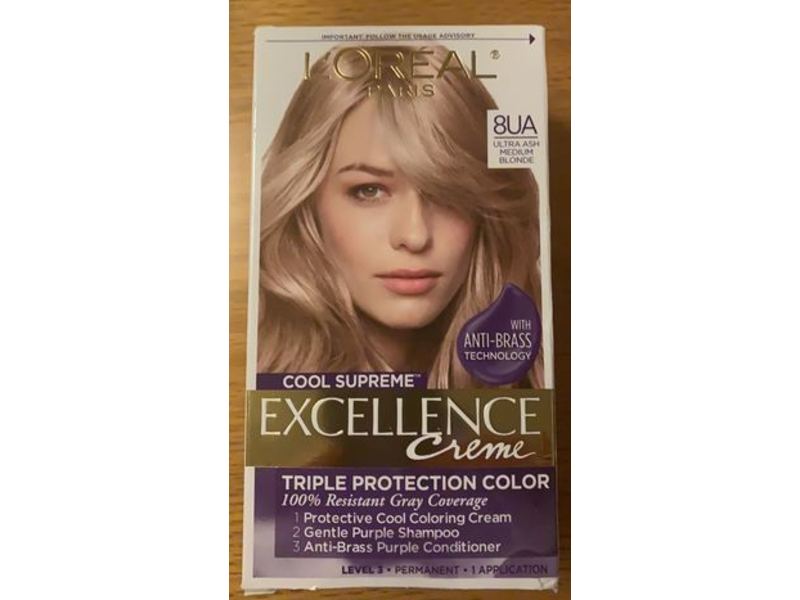 L'oreal Paris Cool Supreme Excellence Creme Triple Protection Color, 8UA Ultra Ash Medium Blonde