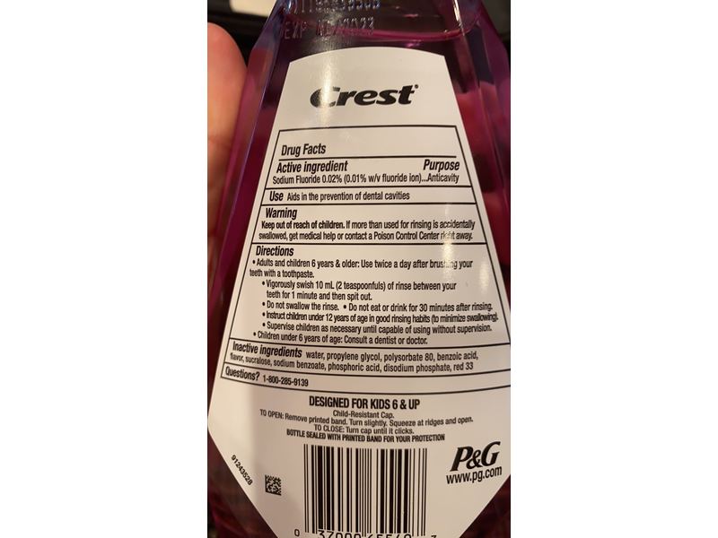Crest Mystic Kid's Mouthwash,Strawberry, 16.9 fl oz/500 mL