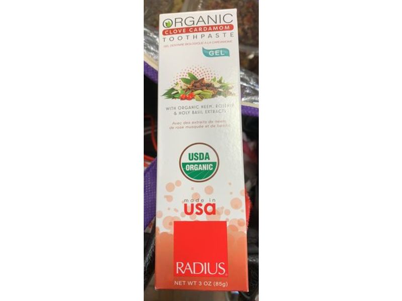 Radius Organic Gel Toothpaste, Clove Cardamom, 3 oz/85 g