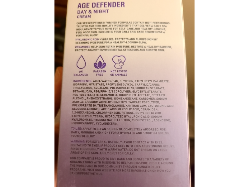 Spascriptions Age Defender Day & Night Cream, Hyaluronic Acid & Ceramides, 1.7 fl oz/50 mL