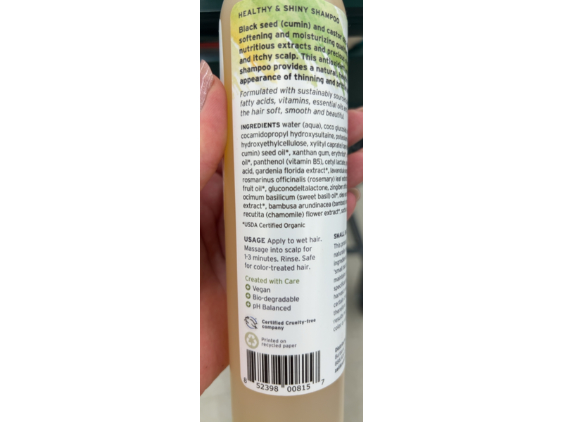 Zatik Natural Healthy & Shiny Shampoo, Olive & Black Seed, 10.8 fl oz/320 mL