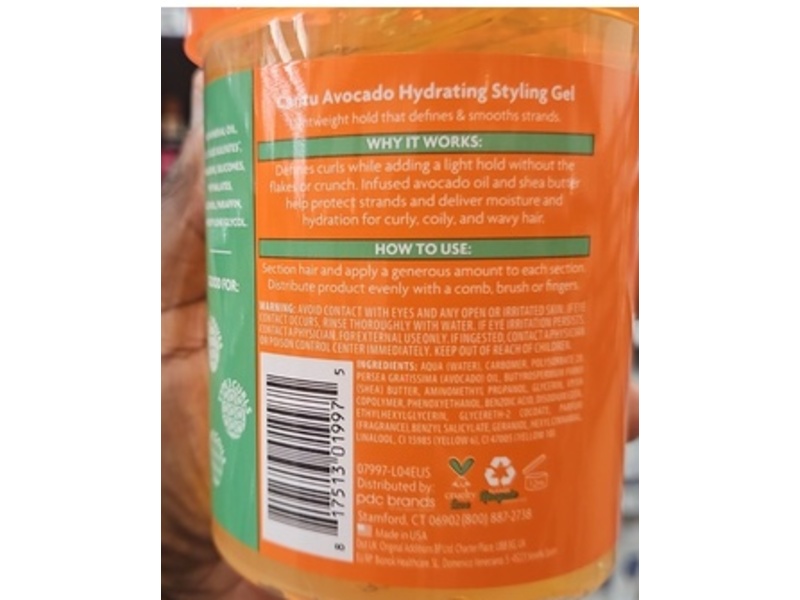 Cantu Hydrating Styling Gel, Avocado Oil & Shea Butter, 18.5 oz/524 g